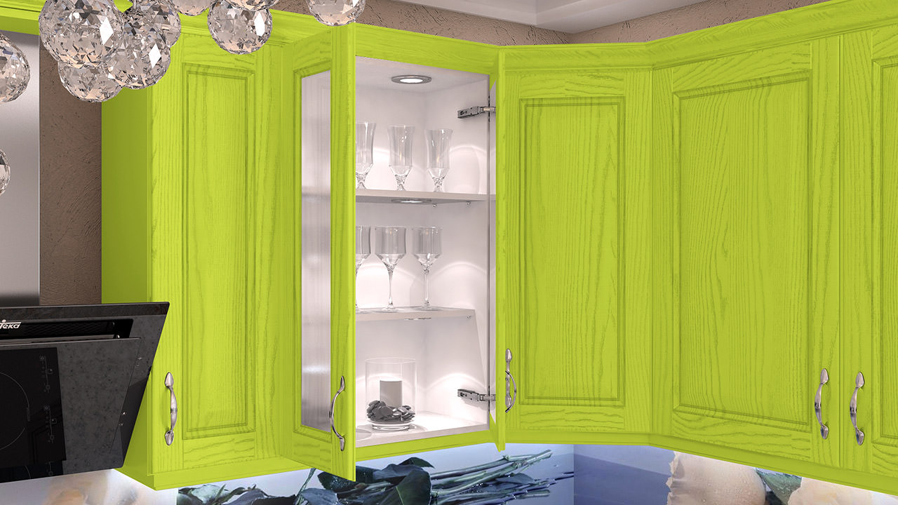  Кухонный гарнитур цвета лайм с фрезерованными фасадами - Кремона 6 