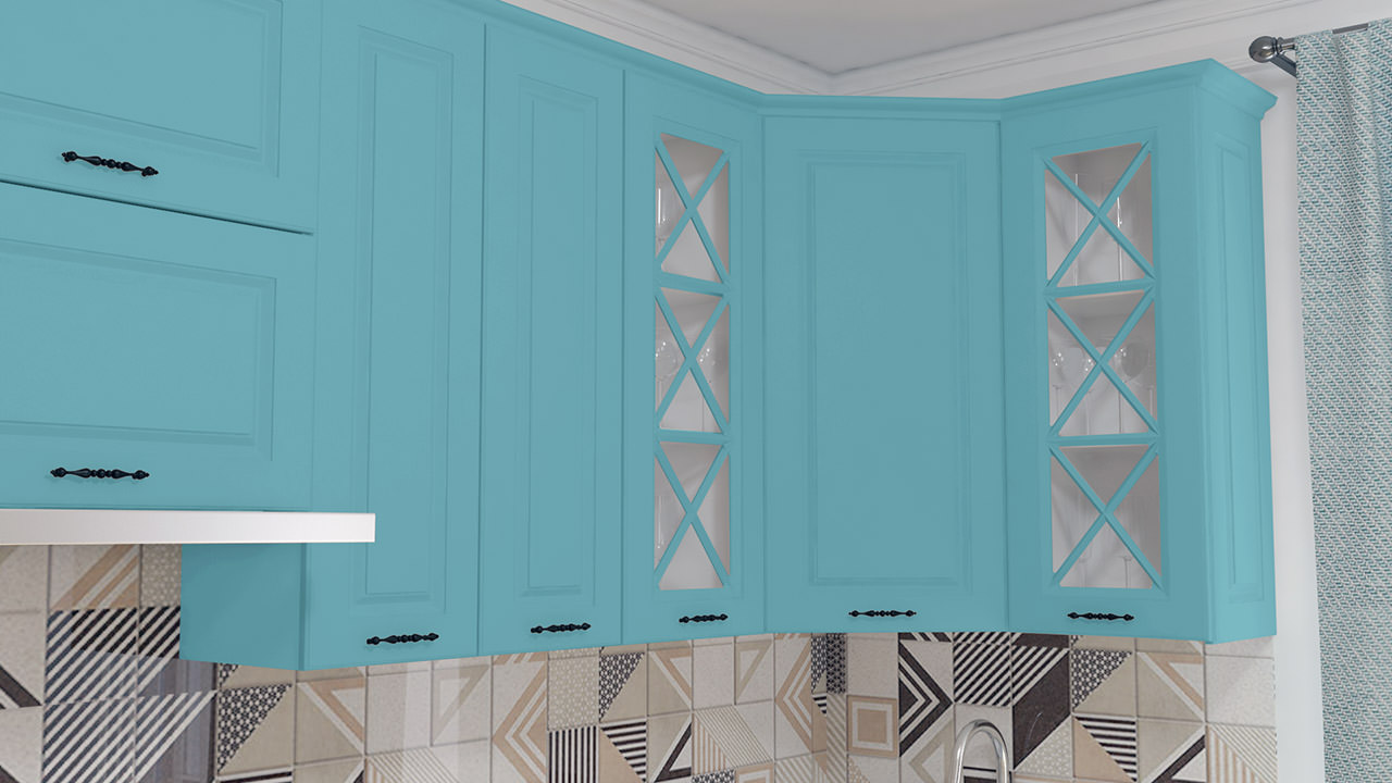  Кухонный гарнитур голубого цвета в стиле современная классика - Эдельвейс 6 