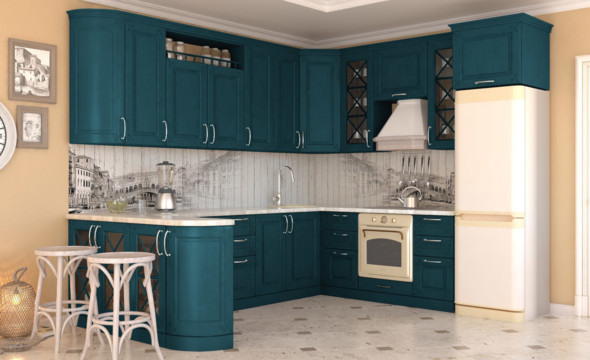  Темно бирюзовая кухня Эдельвейс 3 