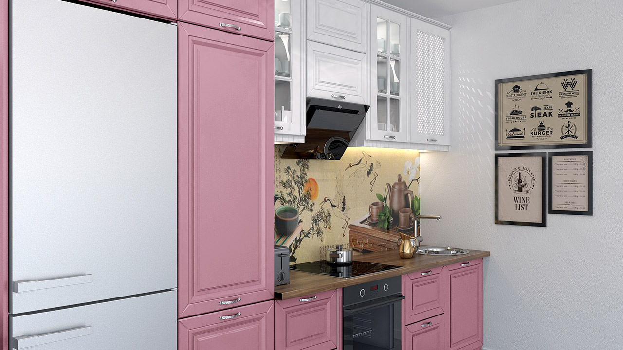  Кухонный гарнитур цвета пыльная роза Сканди 152 