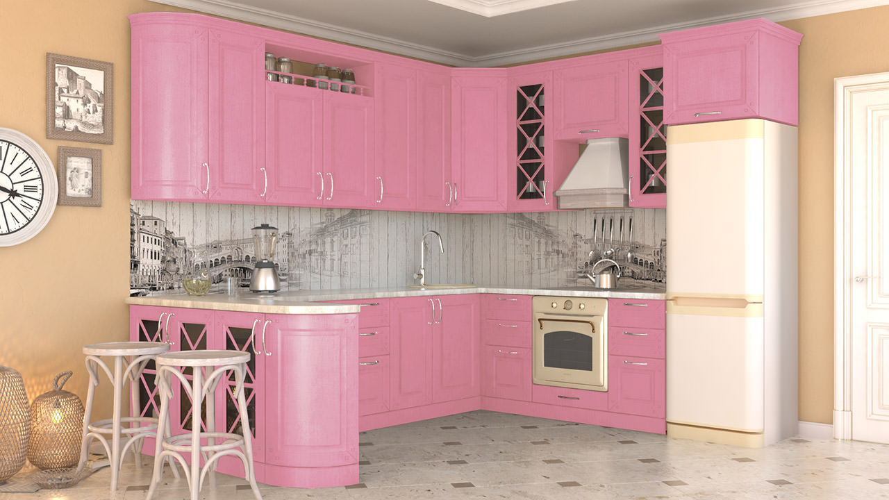  Розовая кухня Эдельвейс 3 