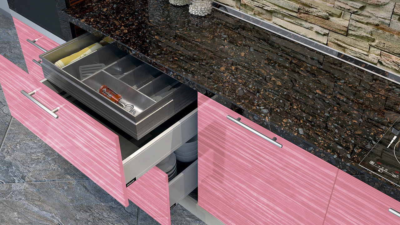 Розовая кухня со скрытым ящиком - Кремона 3 