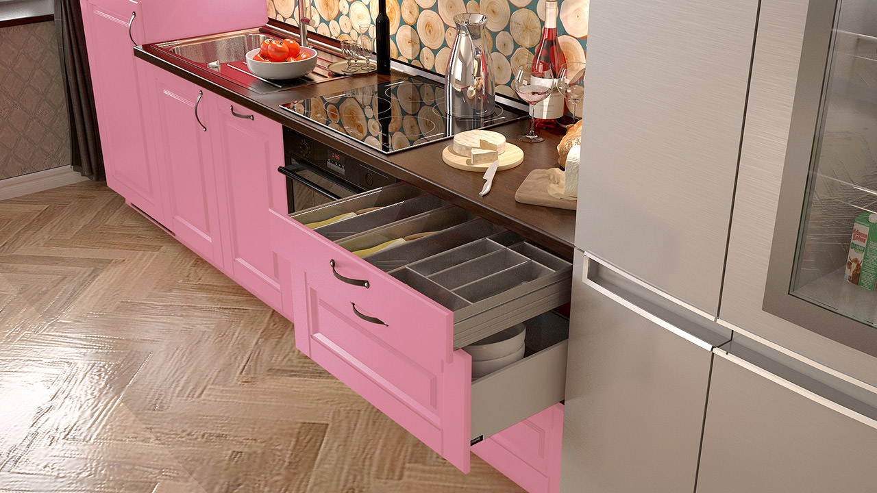  Розовая кухня со скинале - Сканди 104 