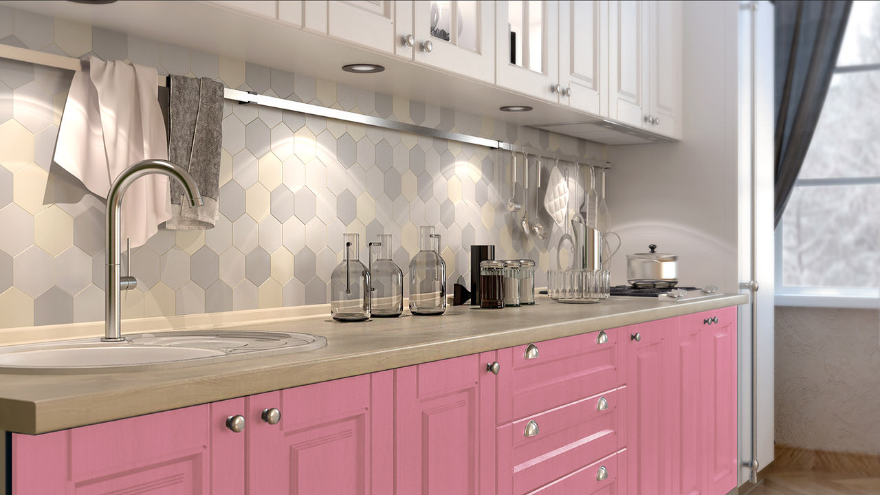  Розовый кухонный гарнитур Сканди 136 