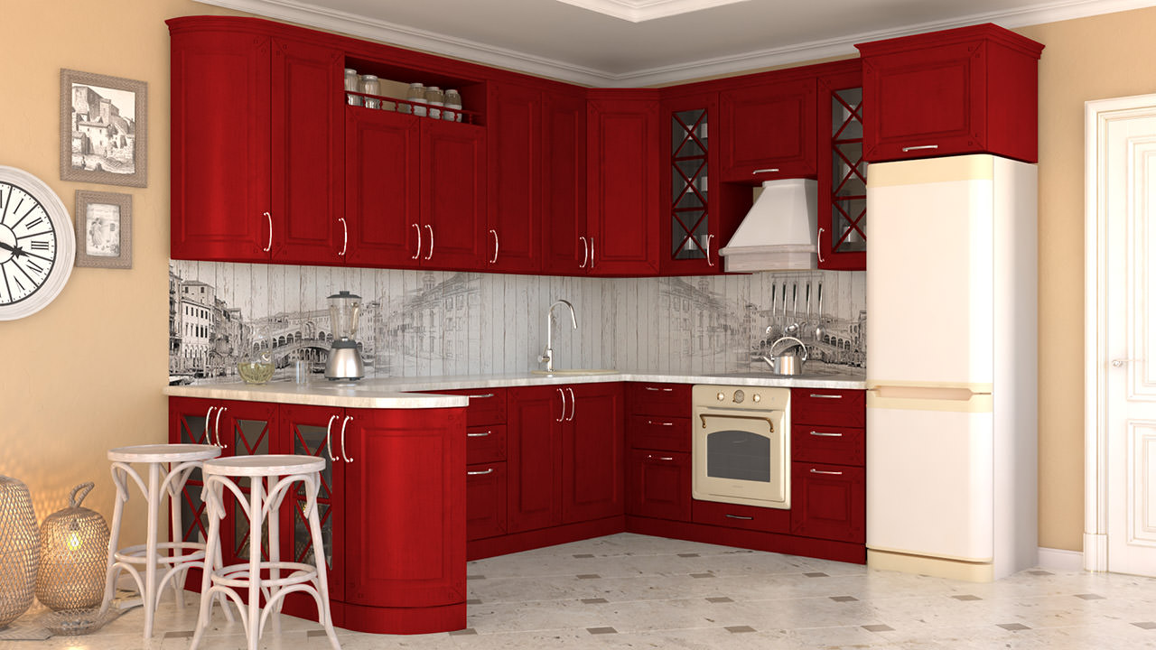  Кухня красного цвета Эдельвейс 3 