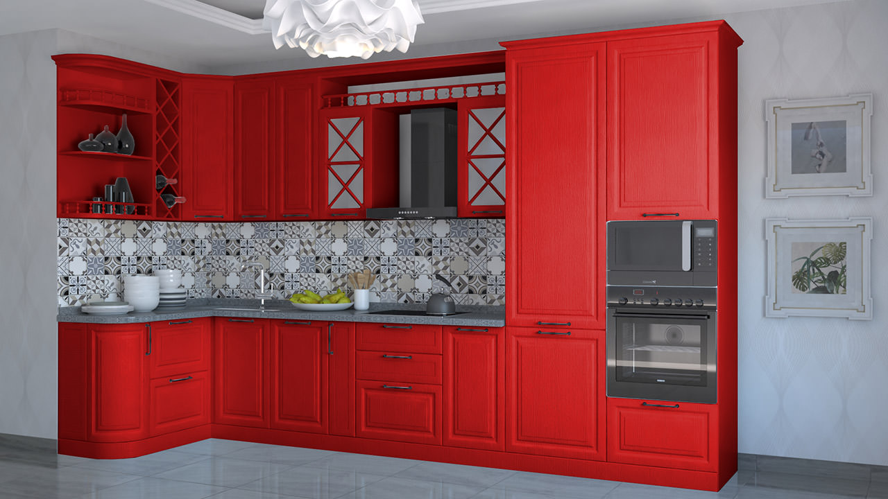  Кухня красного цвета Эдельвейс 7 