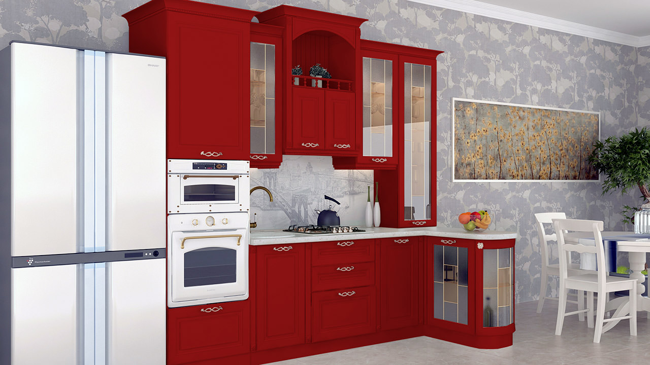  Кухня красного цвета Парма 3 