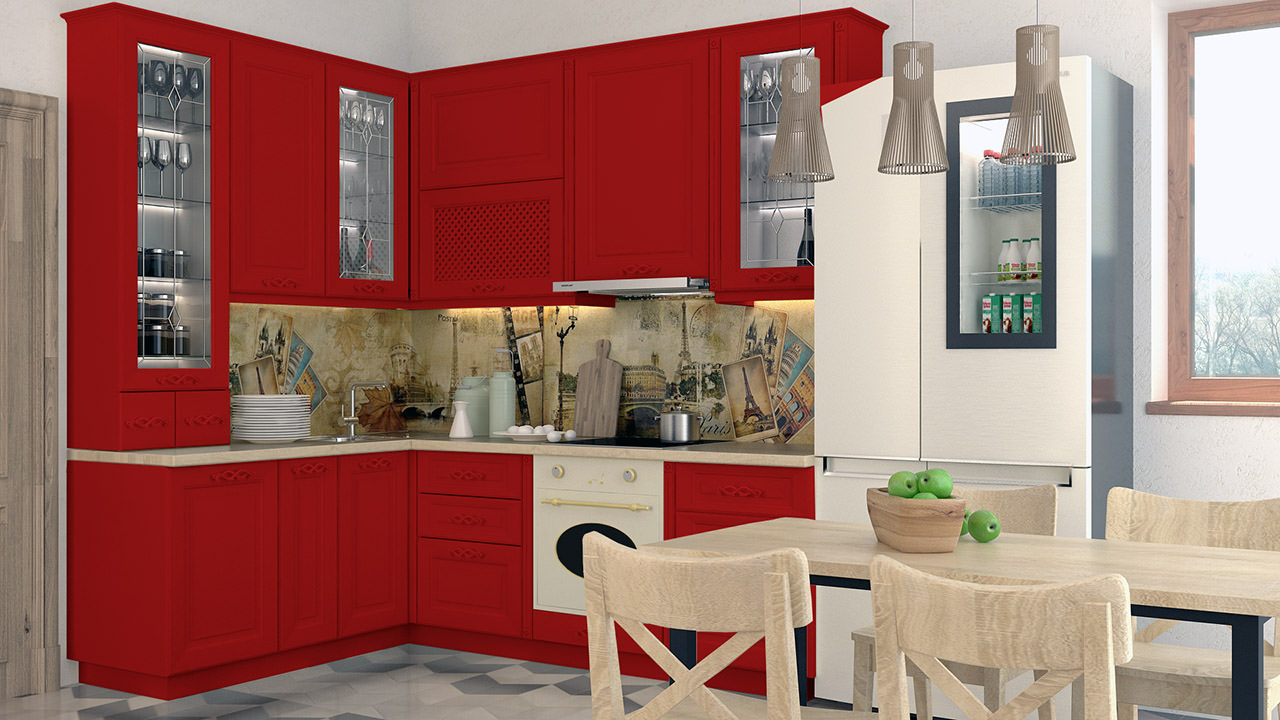  Кухня красного цвета Парма 6 