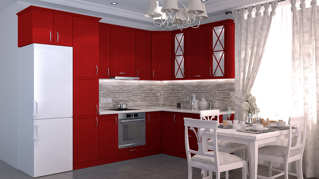  Кухня красного цвета Портофино 26 