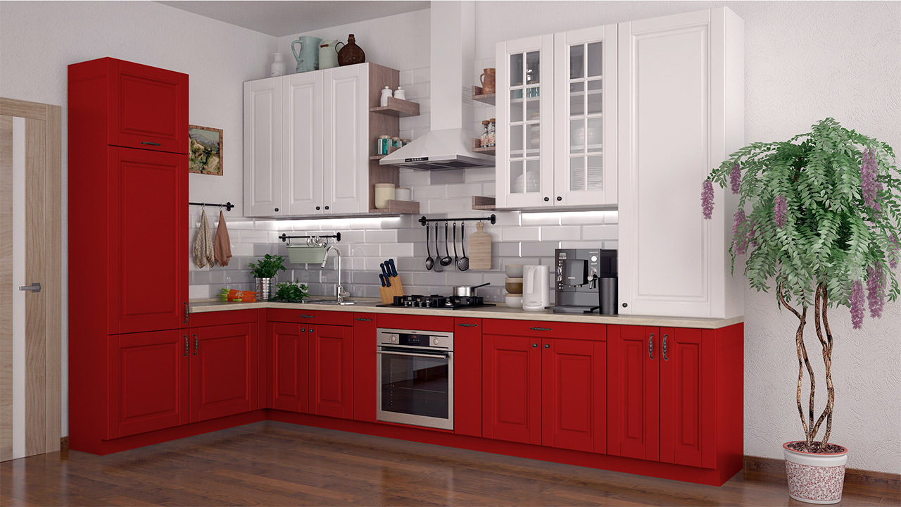  Кухня красного цвета Сканди 32 