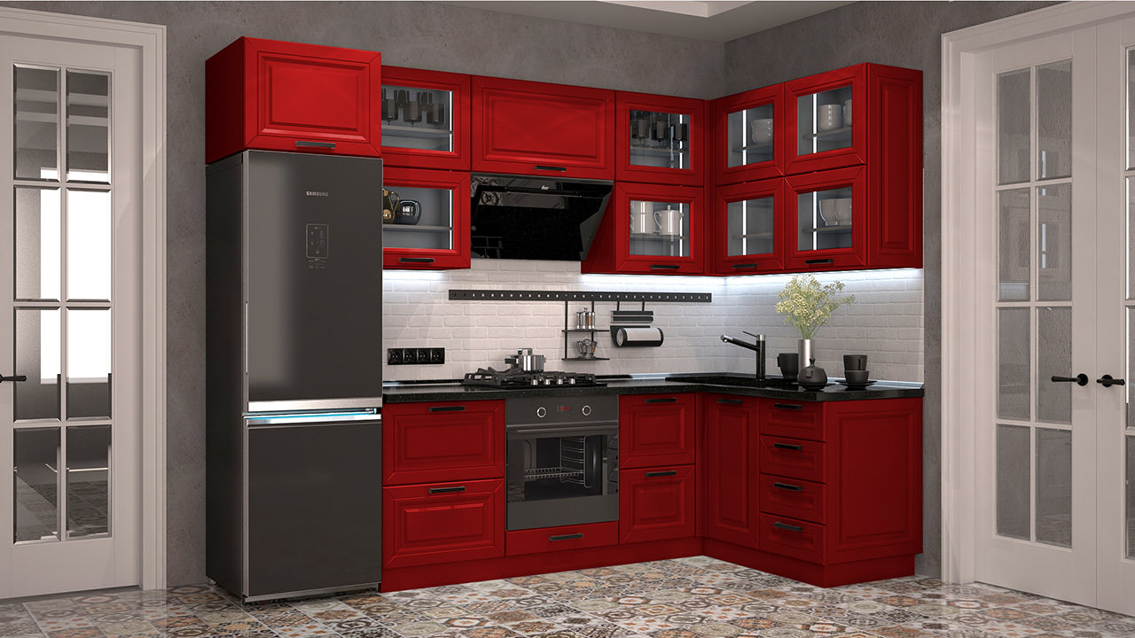  Кухня красного цвета Сканди 56 