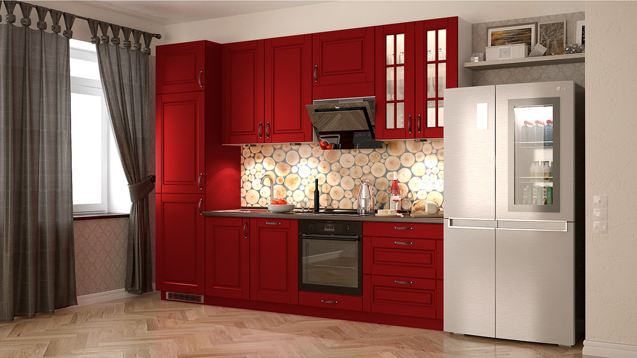  Кухня красного цвета Сканди 104 