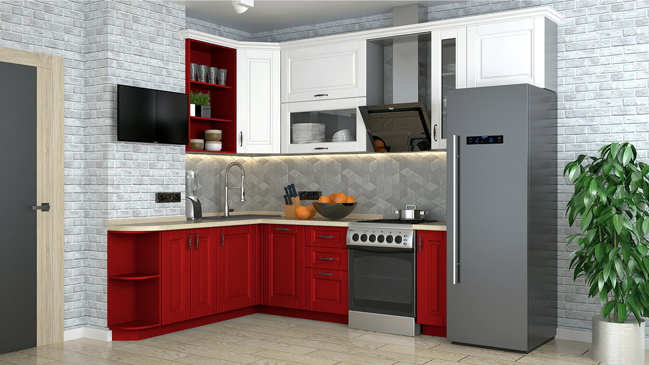  Кухня красного цвета Сканди 128 