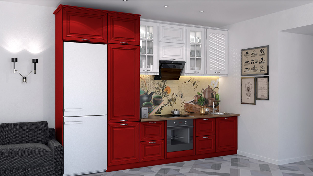  Кухня красного цвета Сканди 152 