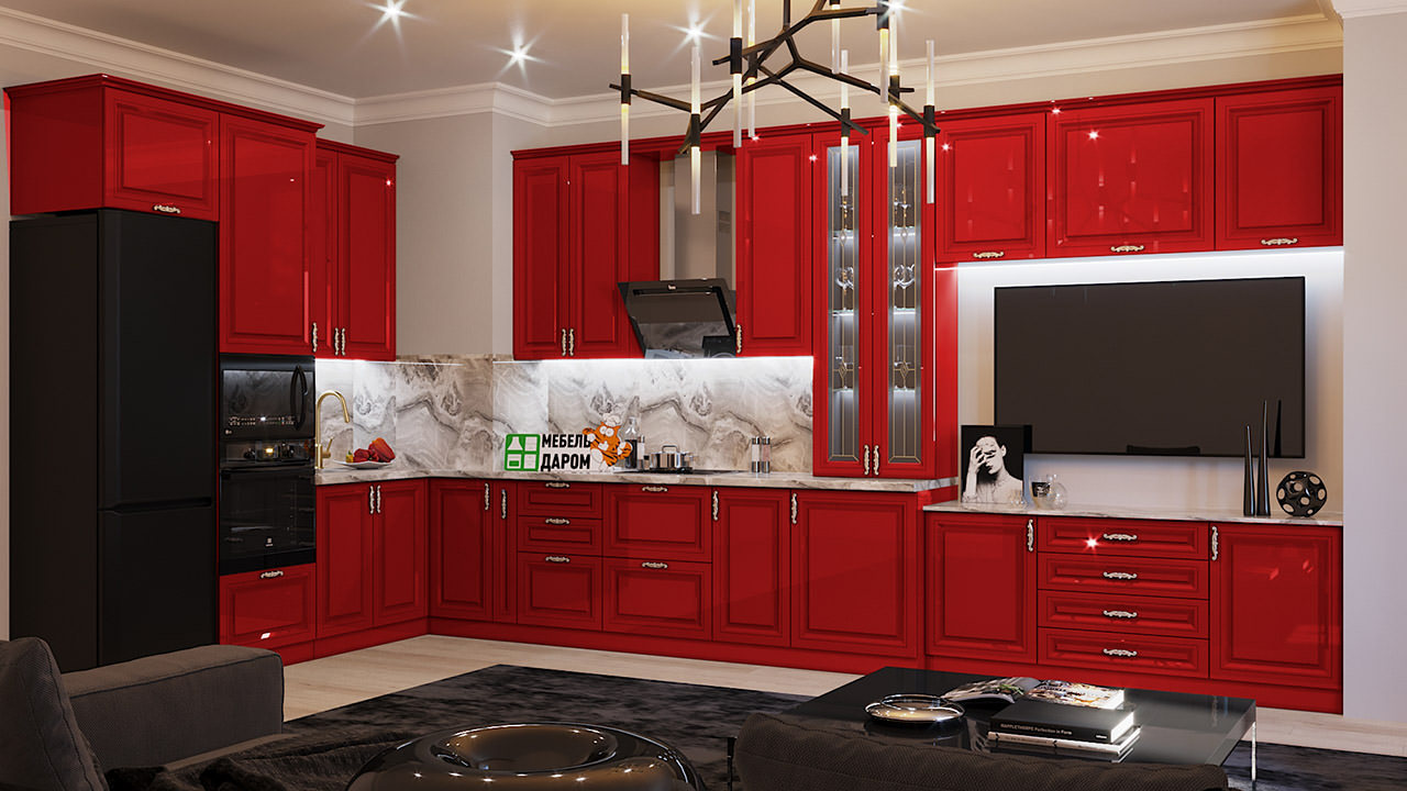  Кухня красного цвета Сканди 169 