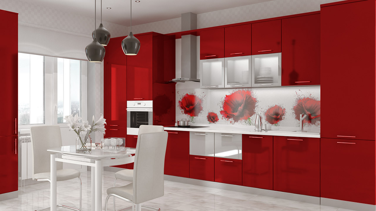  Кухня красного цвета Турин 12 