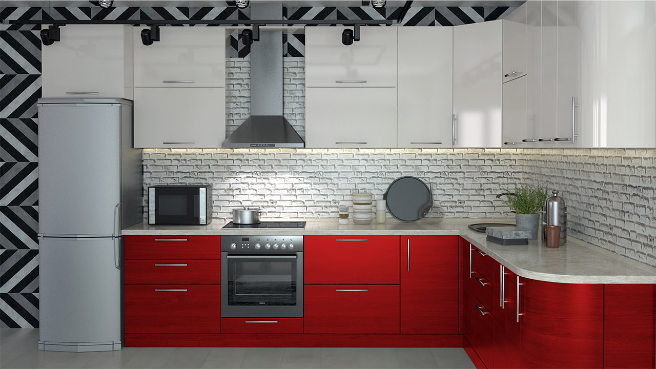  Кухня красного цвета Турин 68 