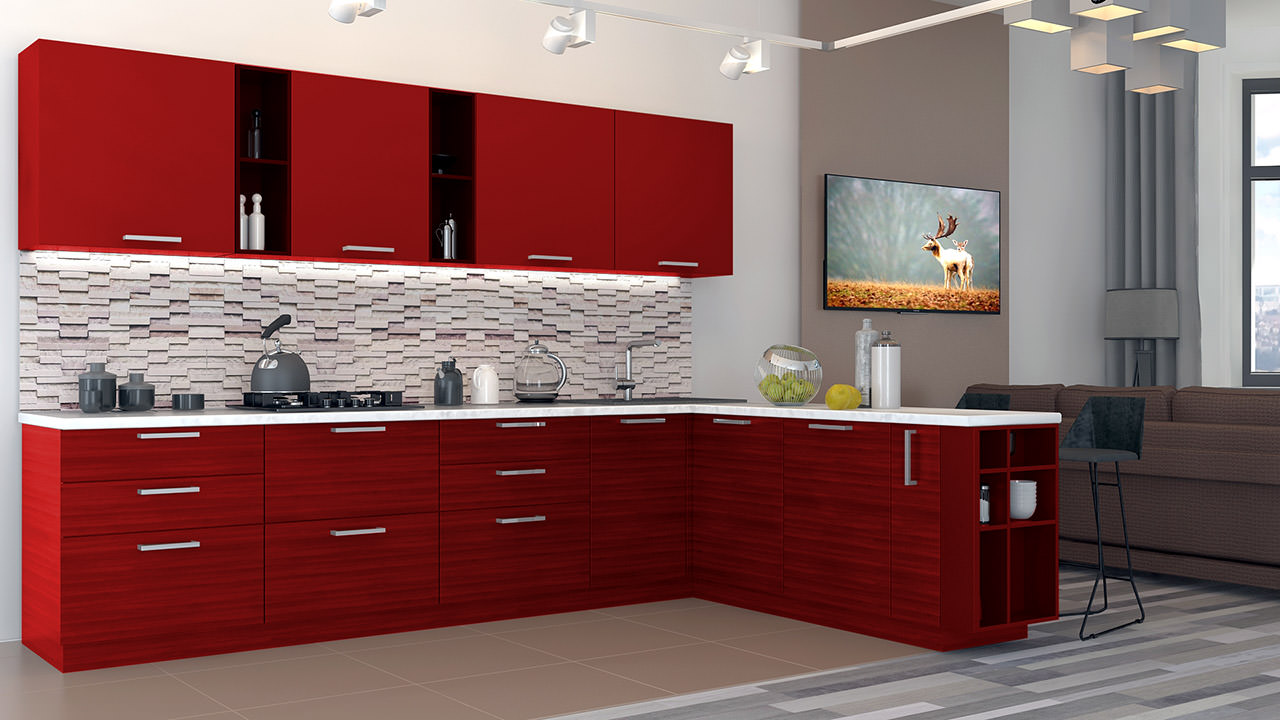  Кухня красного цвета Хельга 26 