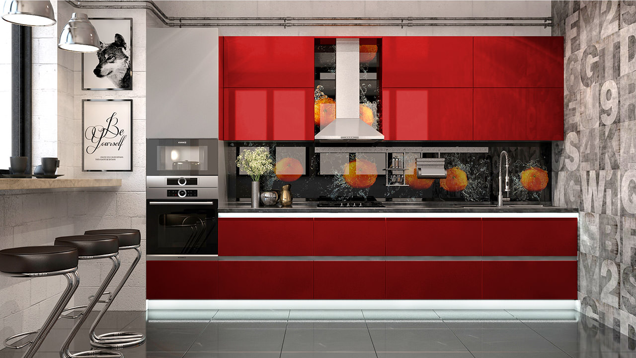  Кухня красного цвета Олимпия 34 