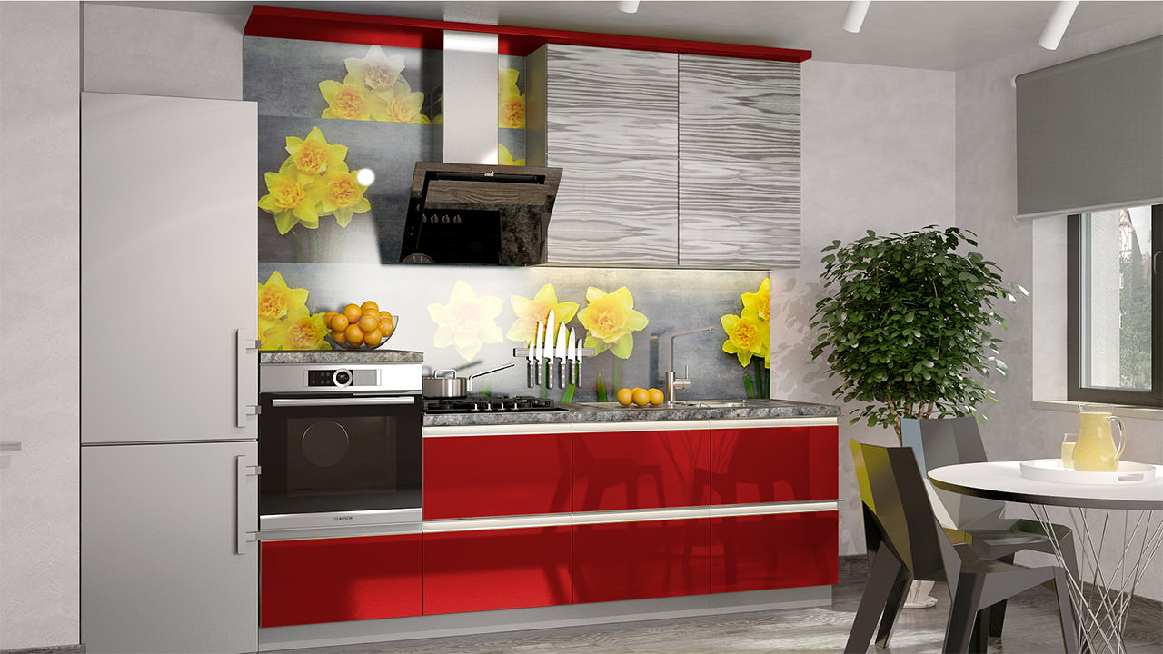  Кухня красного цвета Олимпия 50 