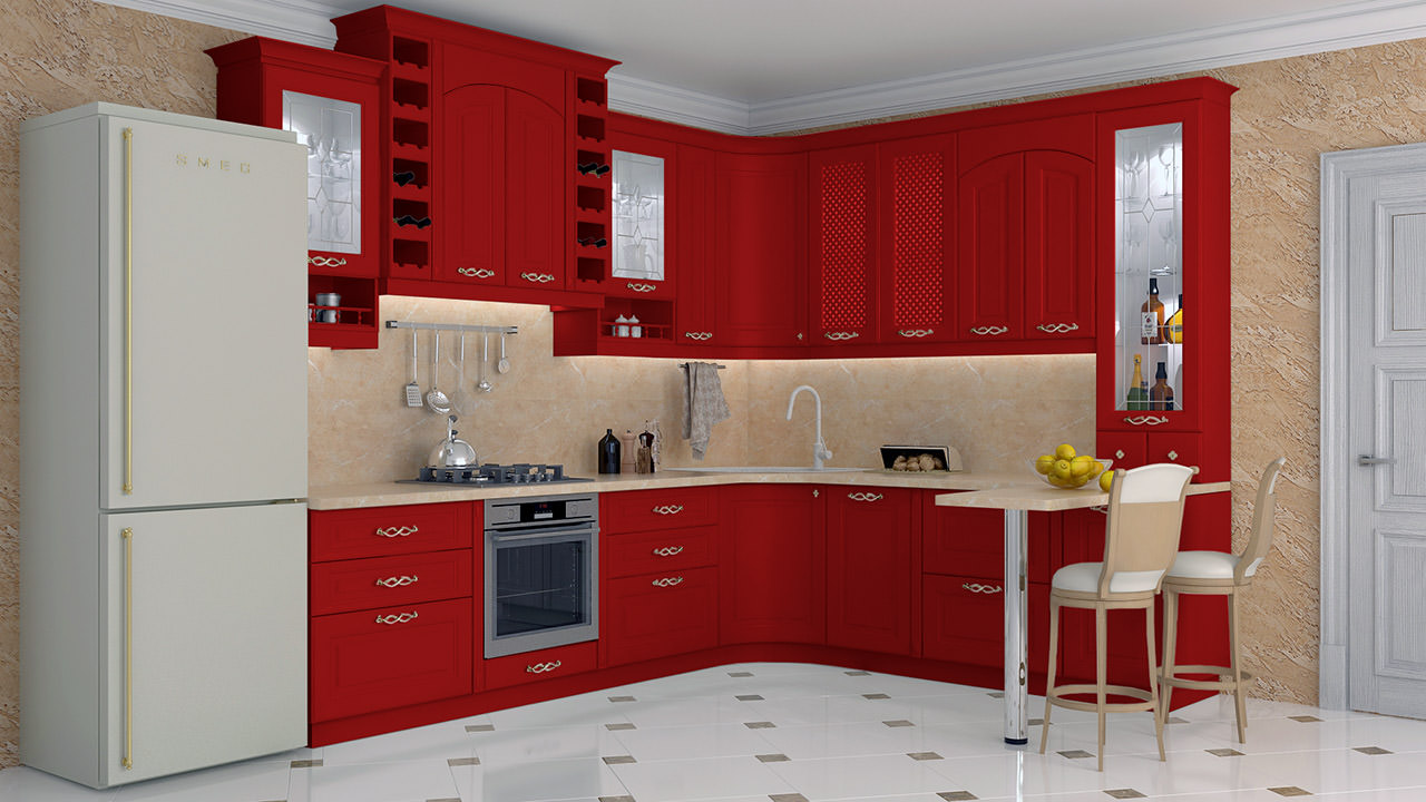  Кухня красного цвета Парма 1 