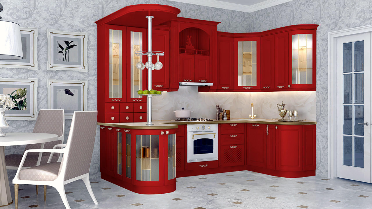  Кухня красного цвета Парма 2 