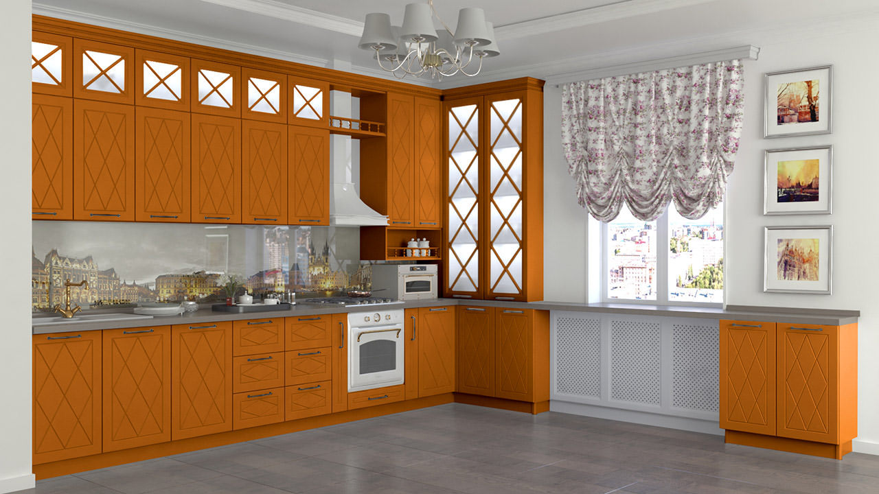  Кухня оранжевого цвета Эдельвейс 5 