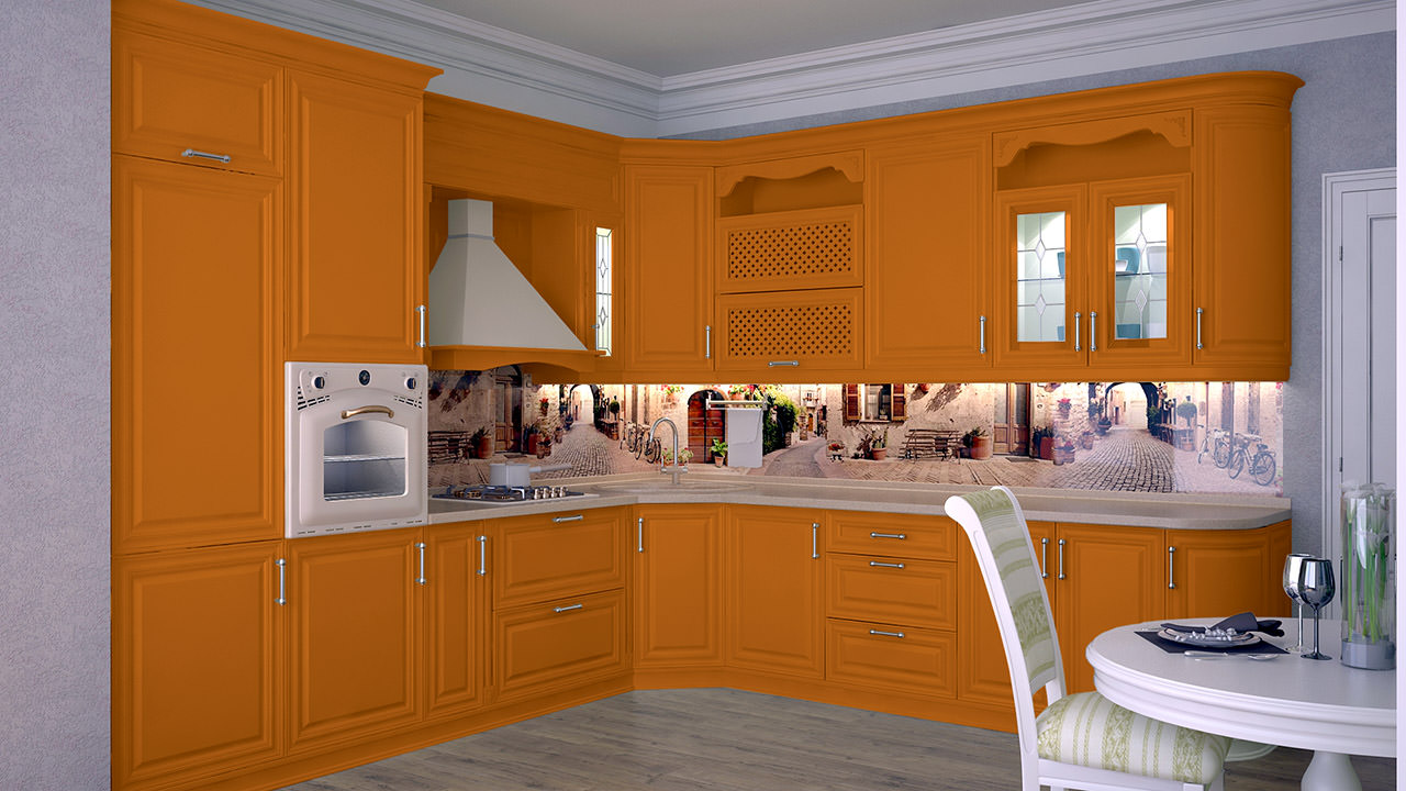  Кухня оранжевого цвета Ника 4 