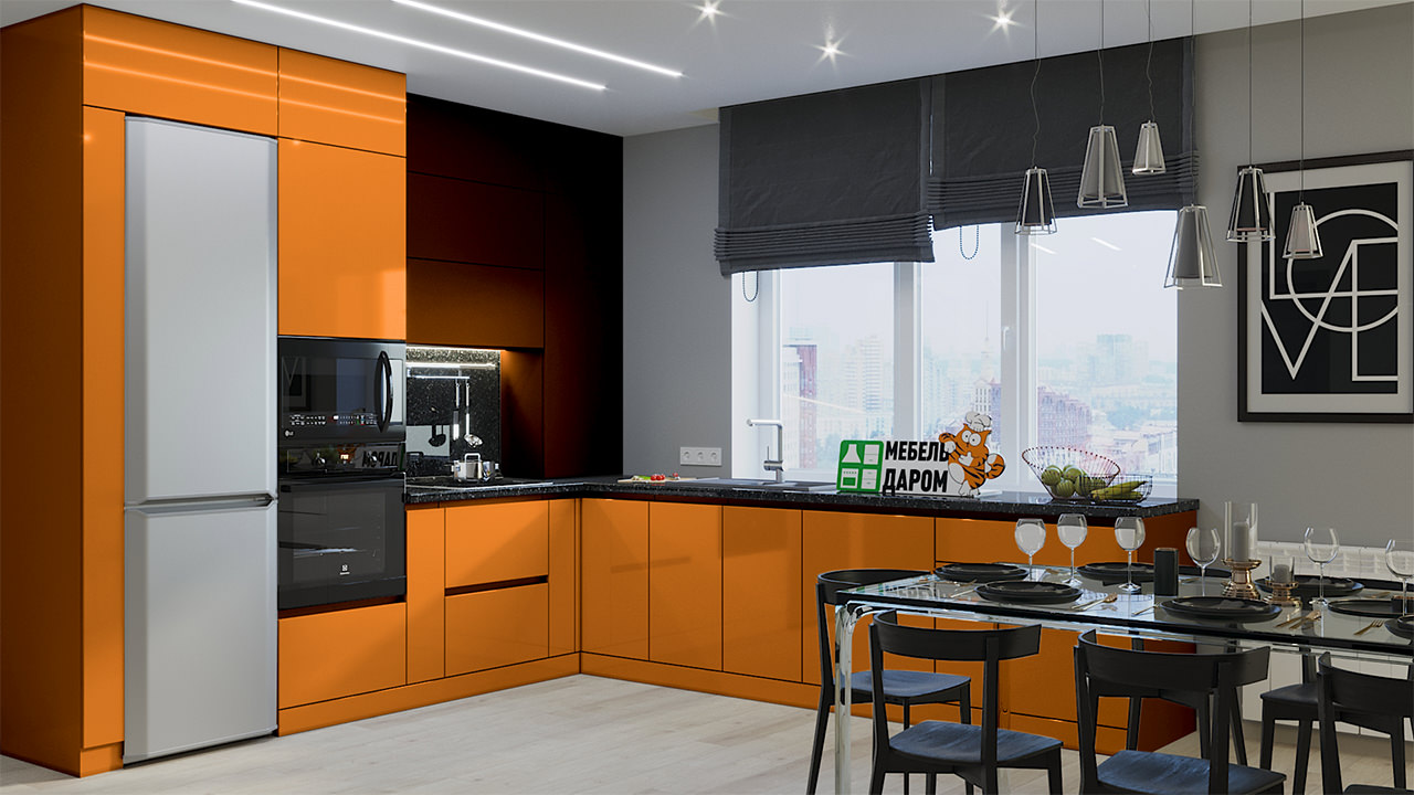  Кухня оранжевого цвета Олимпия 2 