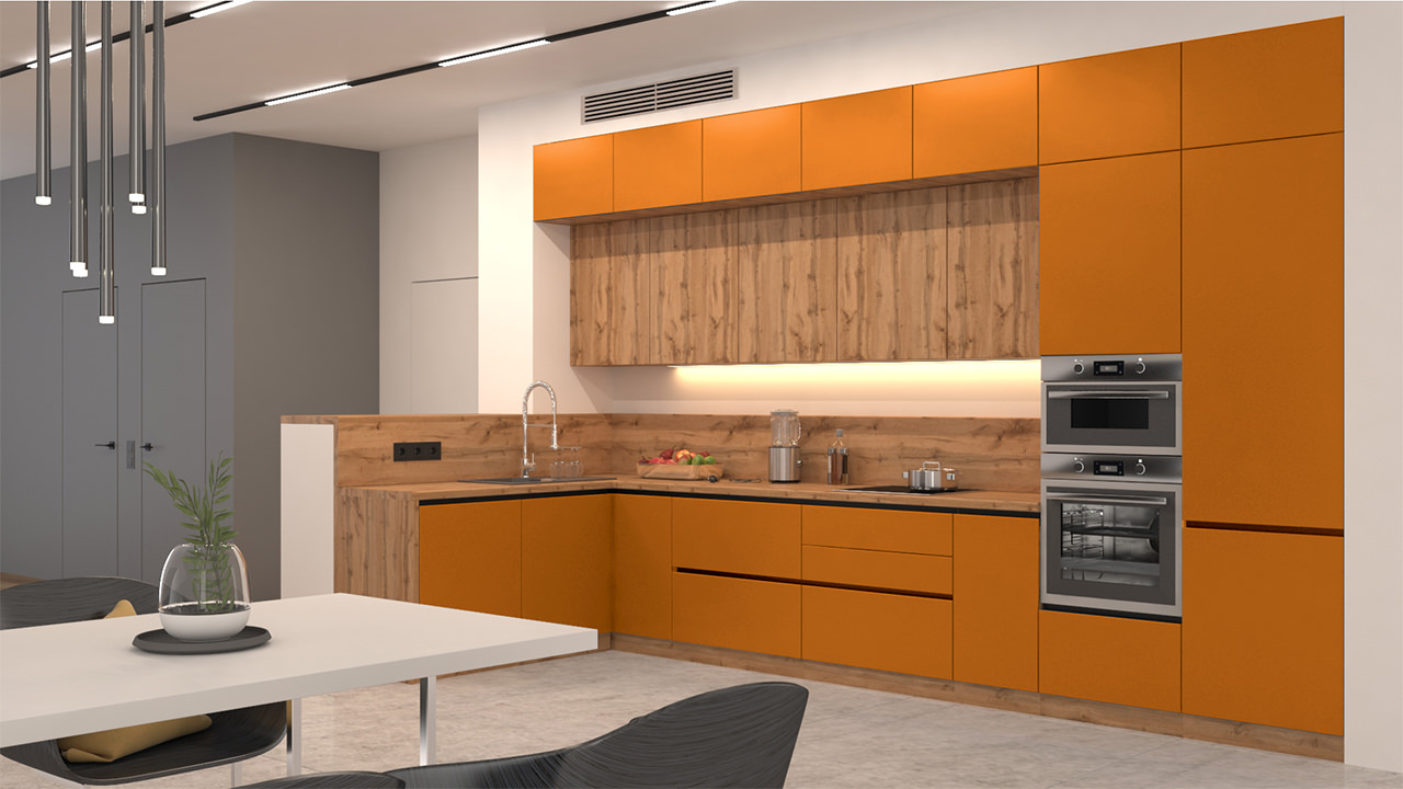  Кухня оранжевого цвета Олимпия 16 
