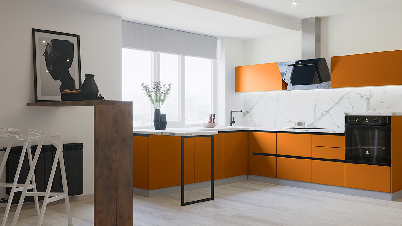  Кухня оранжевого цвета Олимпия 55 