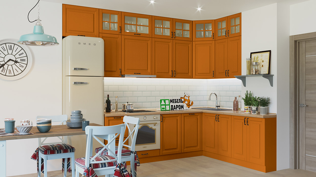  Кухня оранжевого цвета Сканди 161 