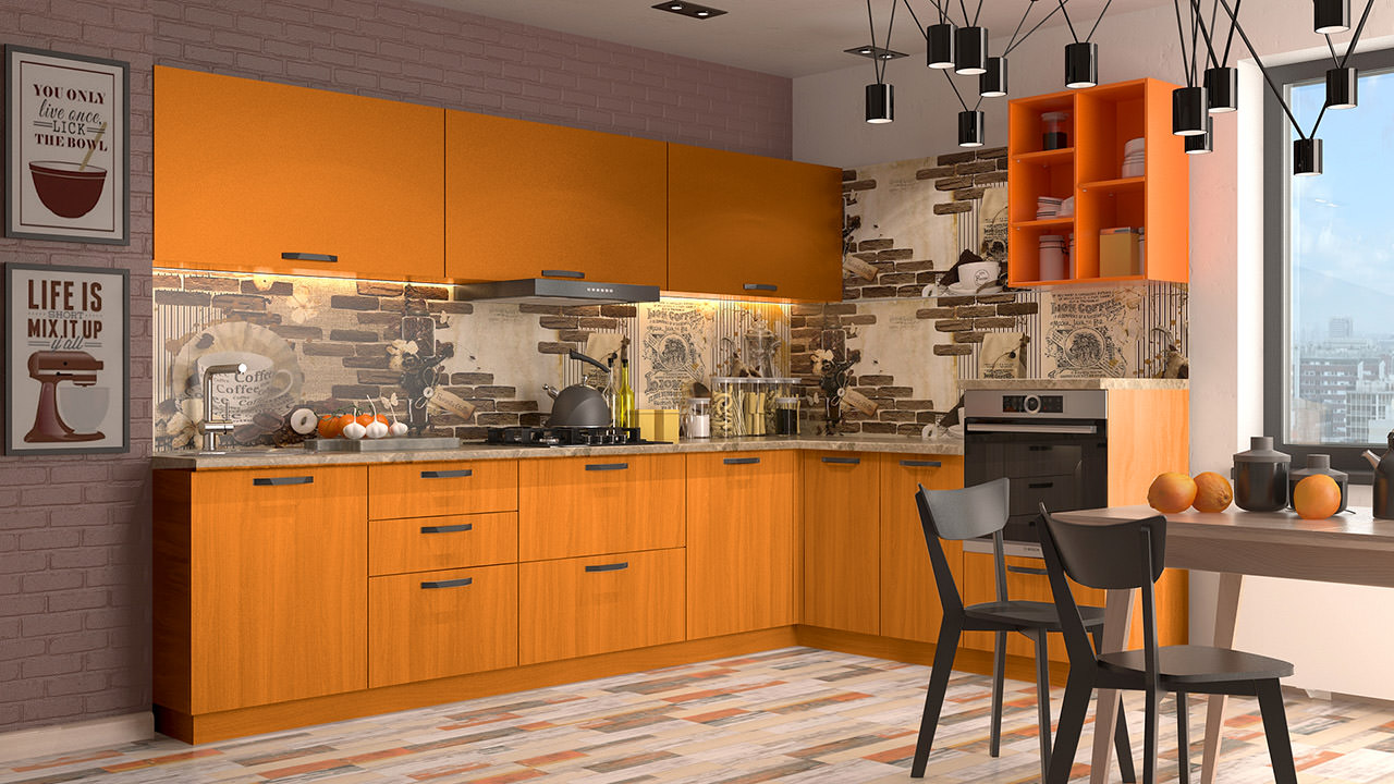  Кухня оранжевого цвета Хельга 10 