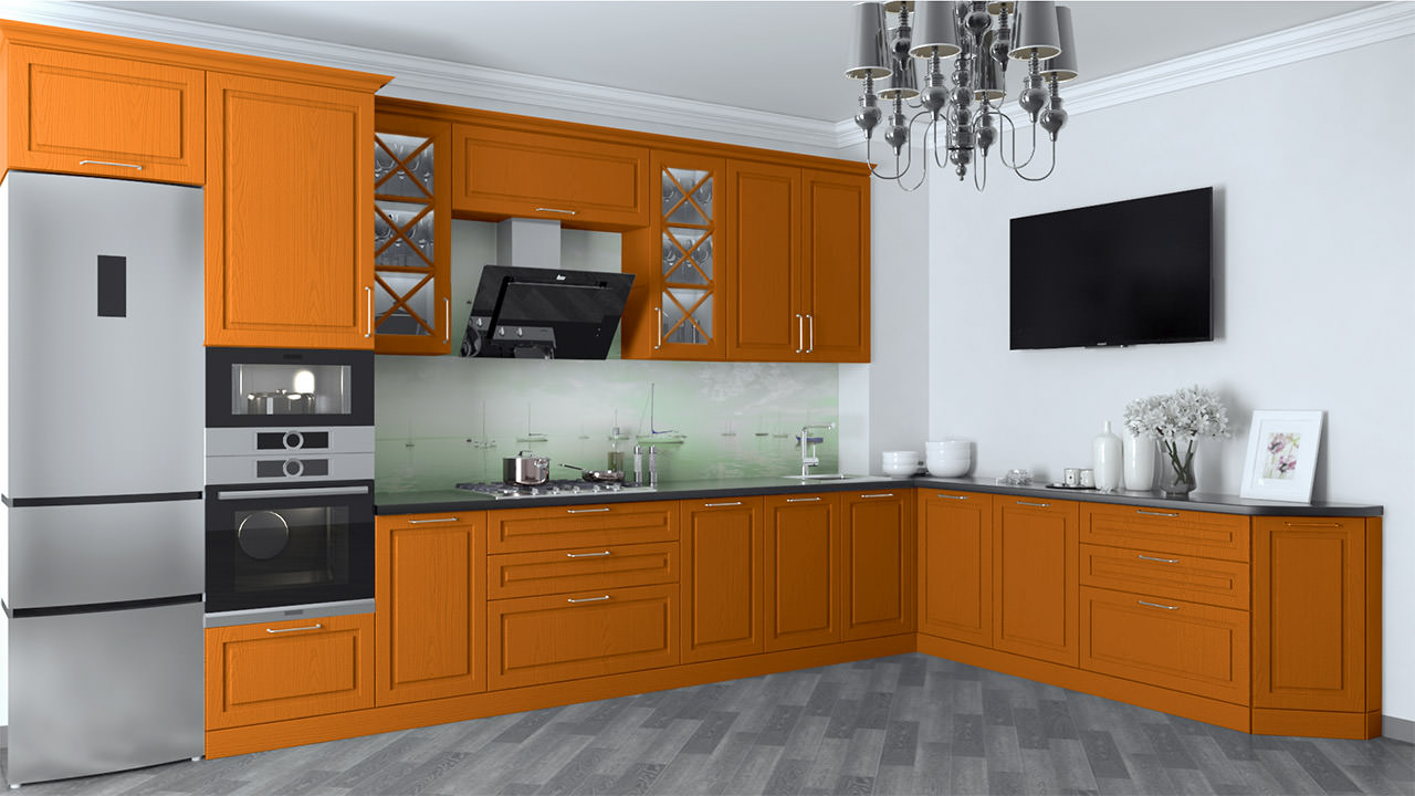  Кухня оранжевого цвета Хельга 45 
