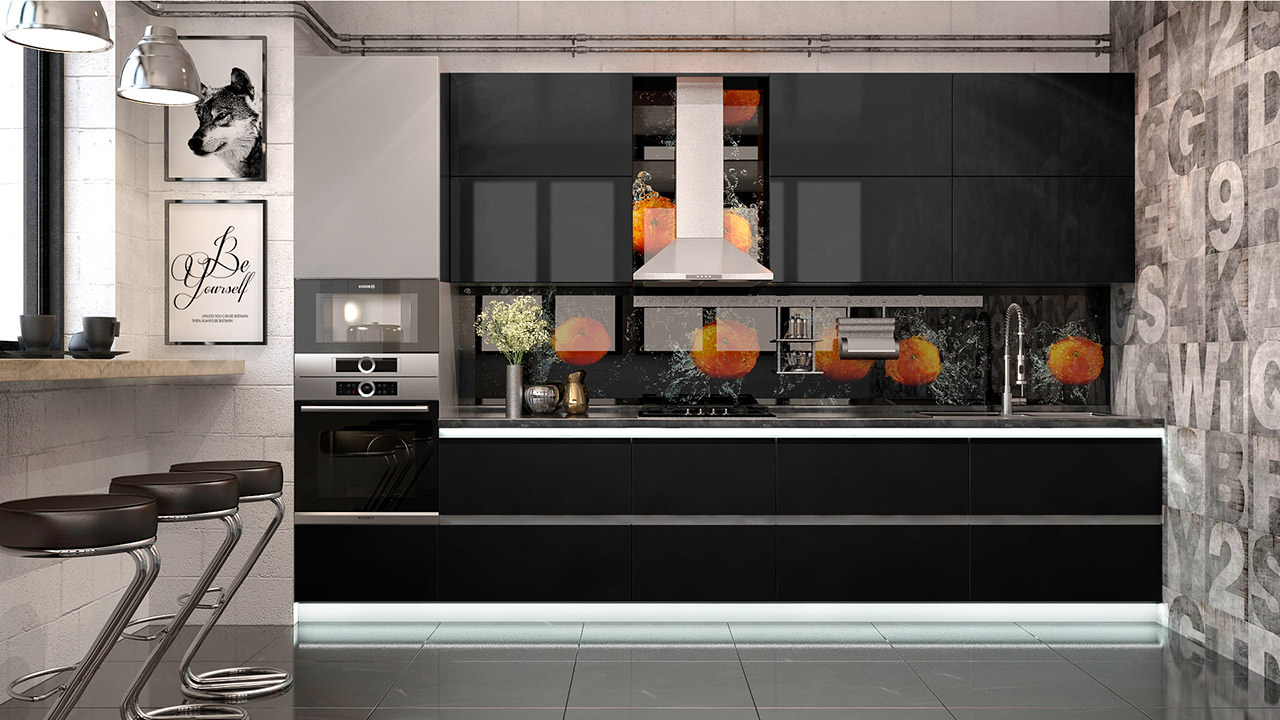  Кухня черного цвета Олимпия 34 
