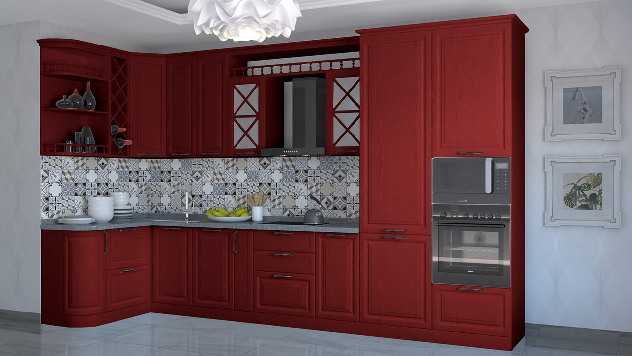  Кухня темно красного цвета Эдельвейс 7 