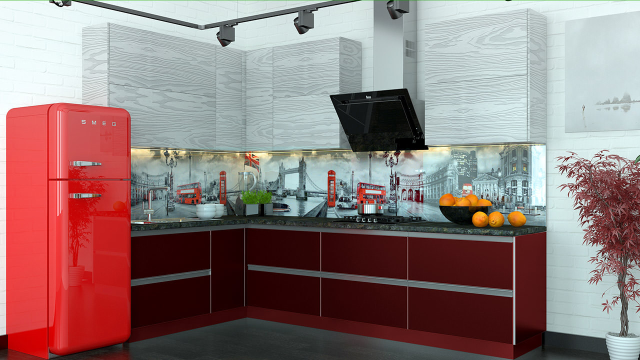  Кухня темно красного цвета Олимпия 1 