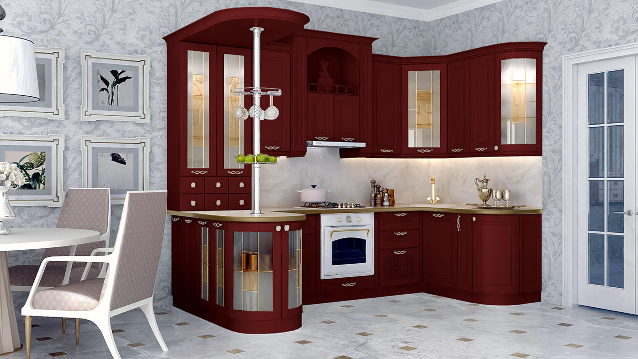  Кухня темно красного цвета Парма 2 