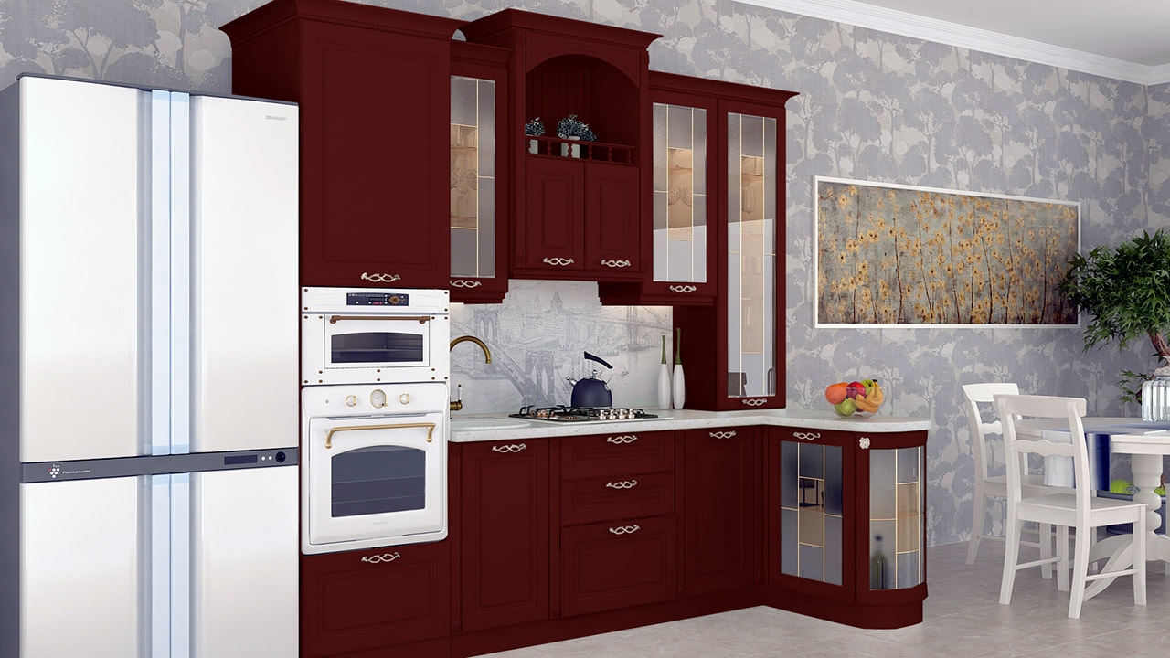  Кухня темно красного цвета Парма 3 