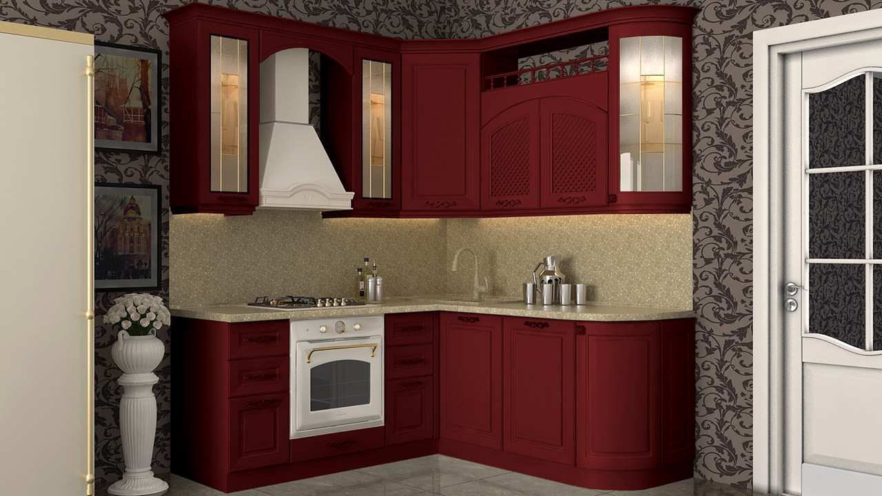  Кухня темно красного цвета Парма 4 