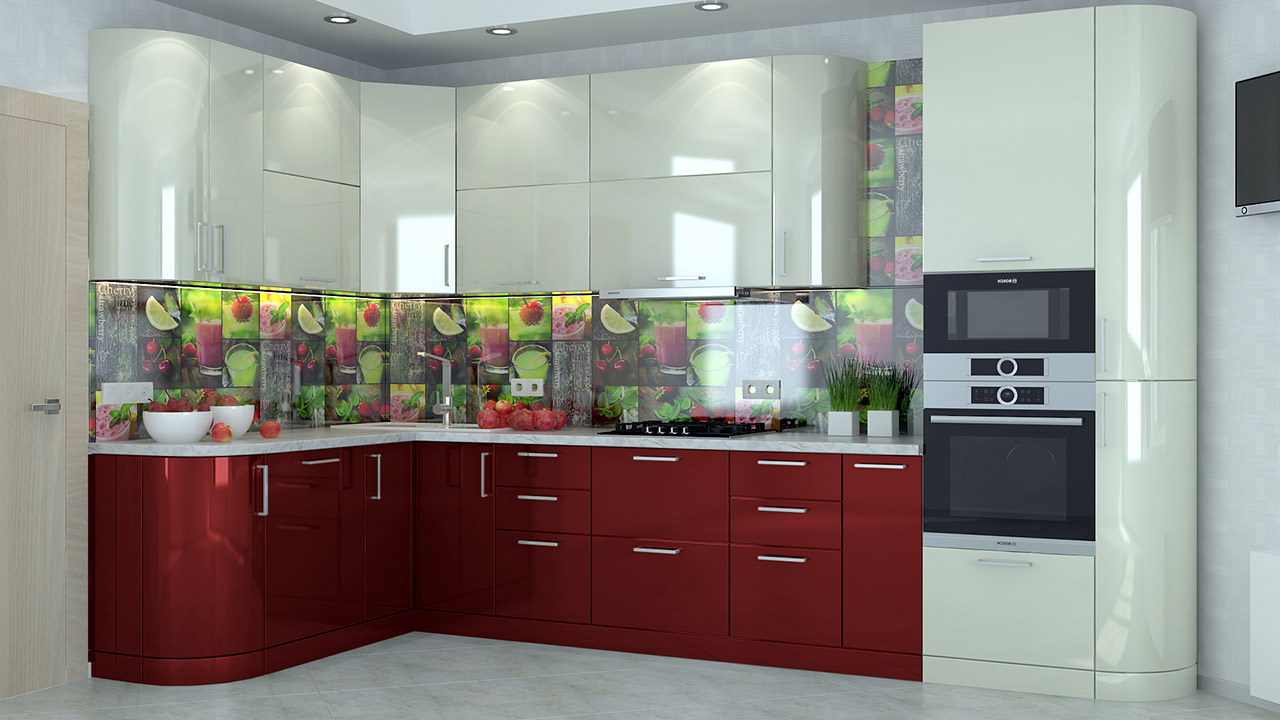  Кухня темно красного цвета Турин 44 