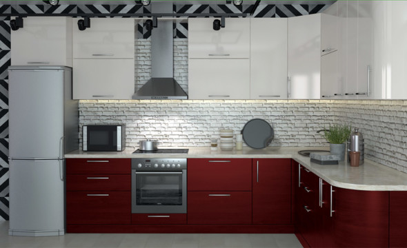  Кухня темно красного цвета Турин 68 