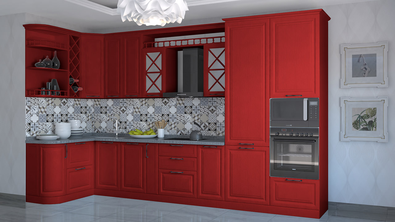  Кухня рубинового цвета Эдельвейс 7 
