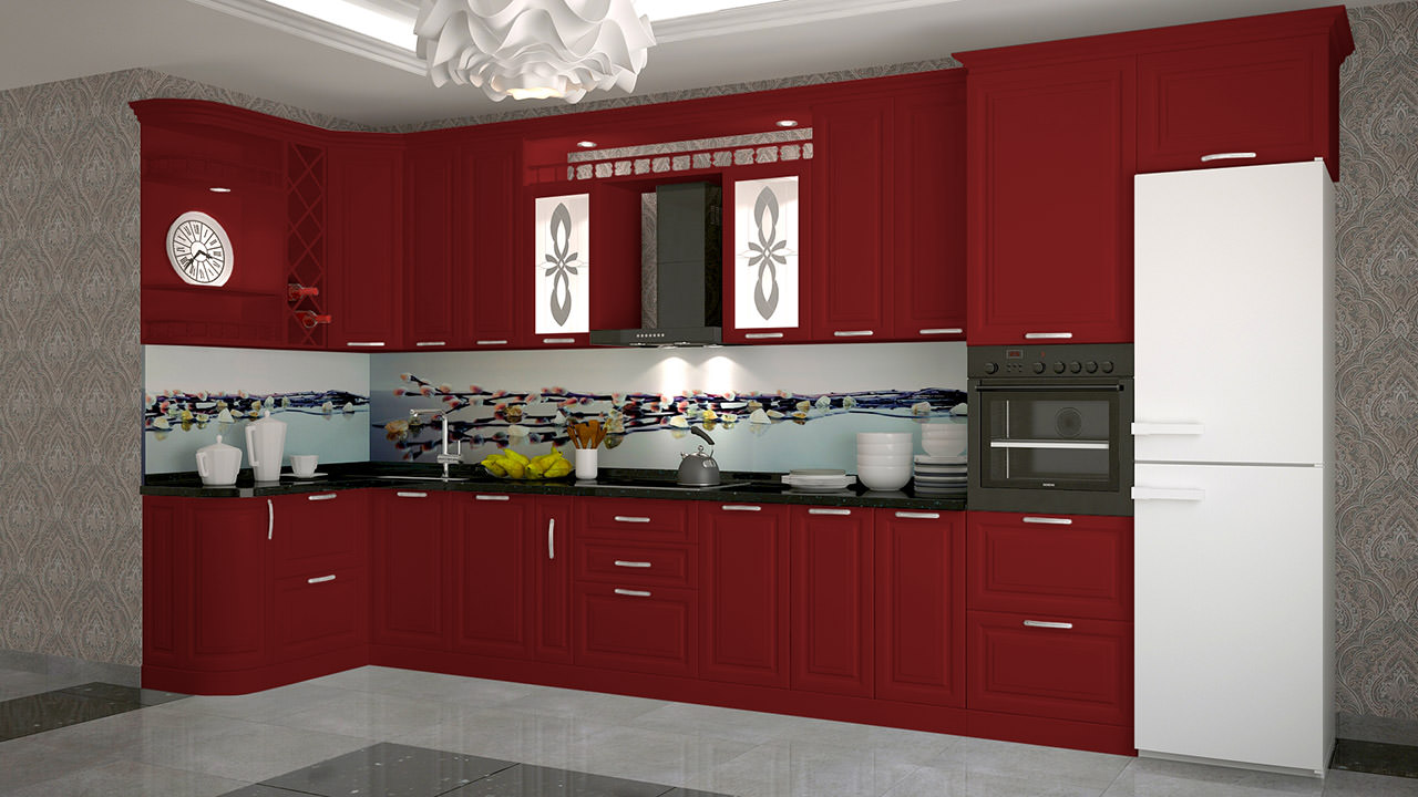  Кухня рубинового цвета Ника 6 