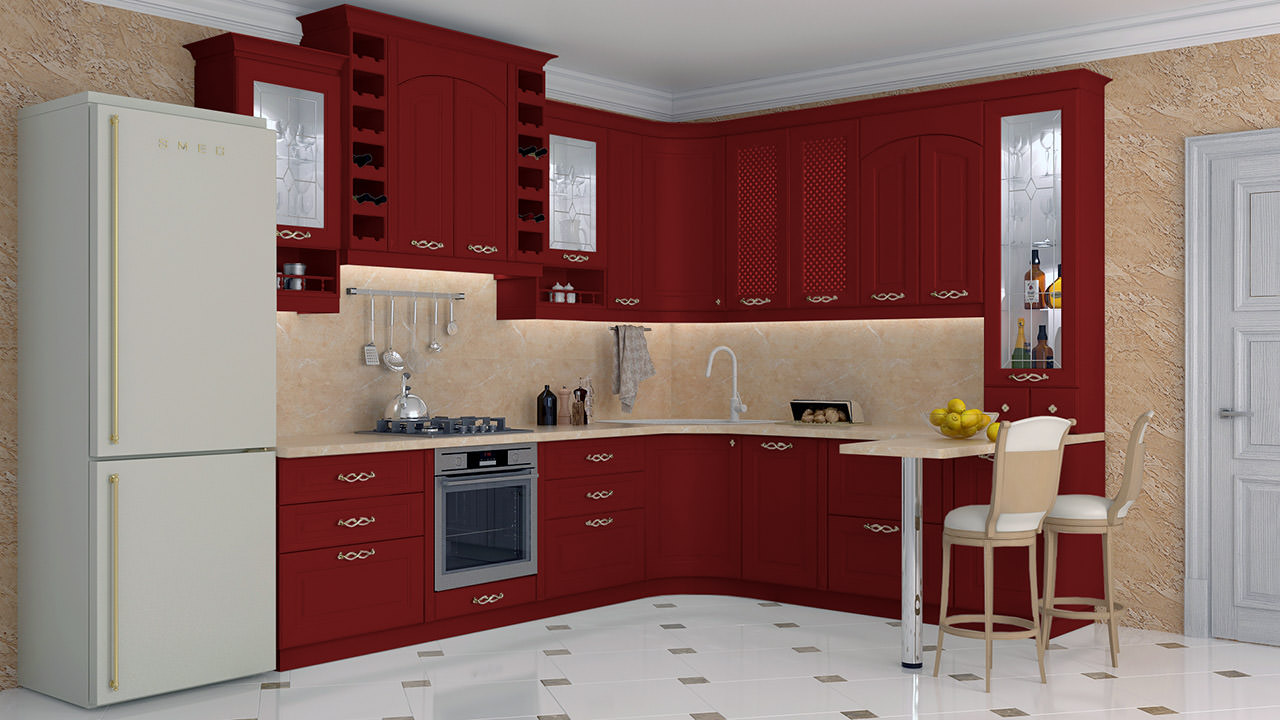  Кухня рубинового цвета Парма 1 