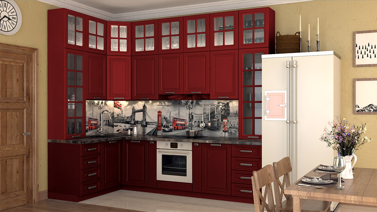  Кухня рубинового цвета Сканди 64 