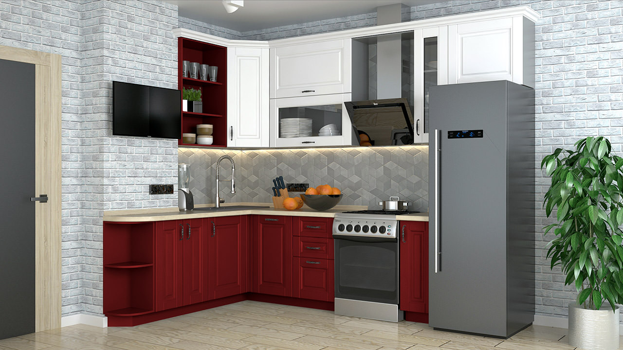  Кухня рубинового цвета Сканди 128 
