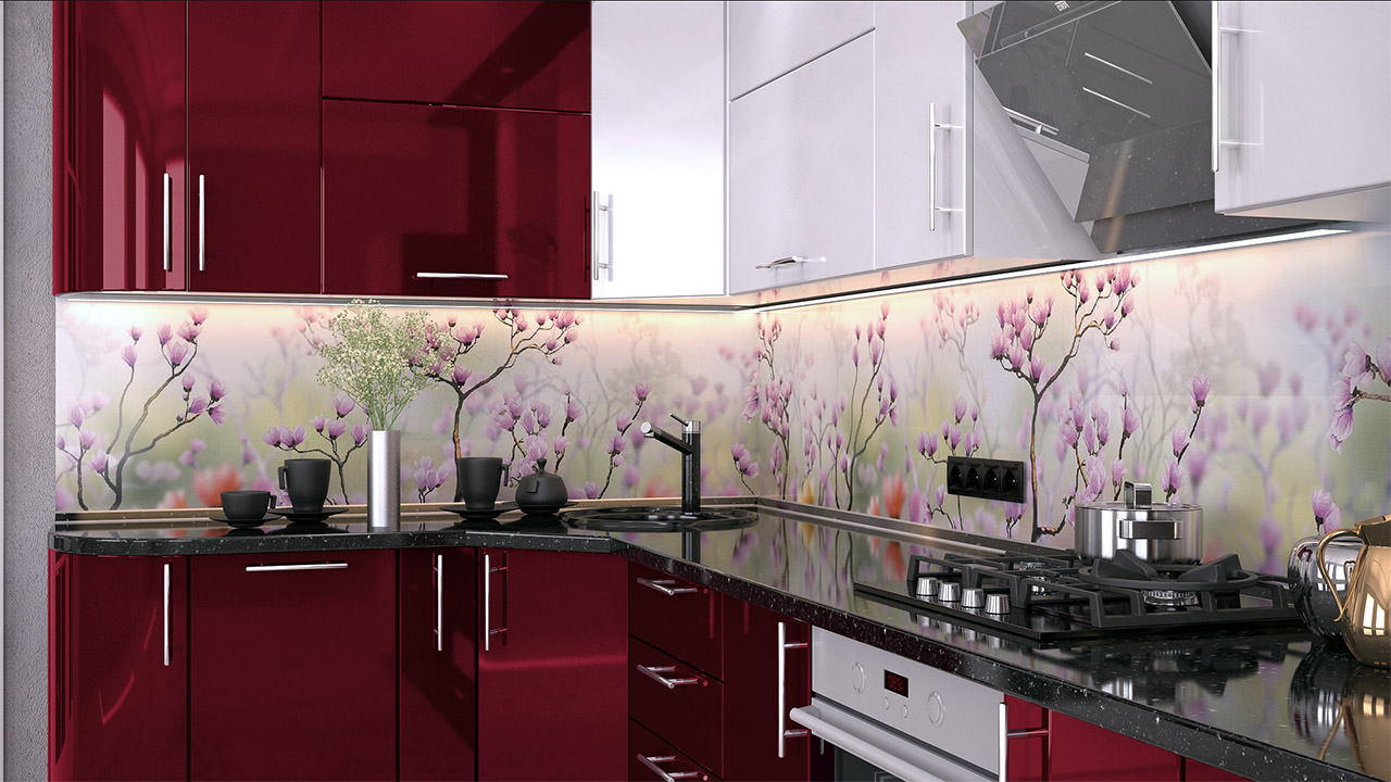  Кухонный гарнитур вишневого цвета Кремона 16 
