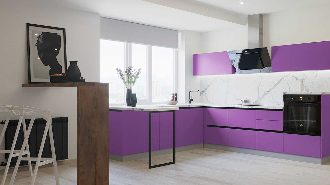  Кухня лилового цвета Олимпия 55 