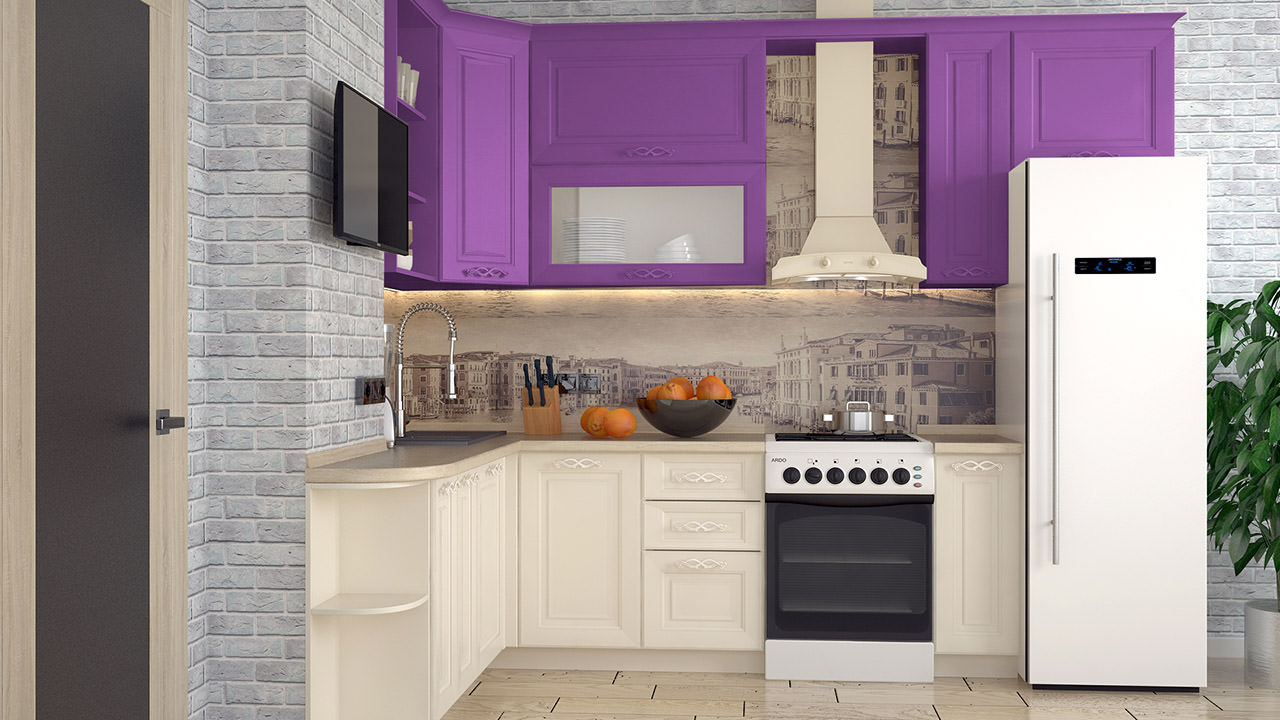  Мебель для кухни в лиловом цвете Парма 5 Г образная 